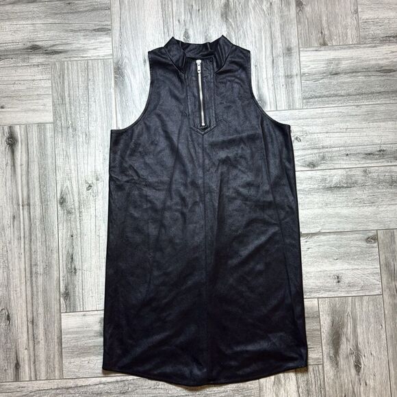 Thrills Womens Quarter Zip High Neck Sleeveless Bodycon Mini Dress Black Size 6 - Picture 1 of 10